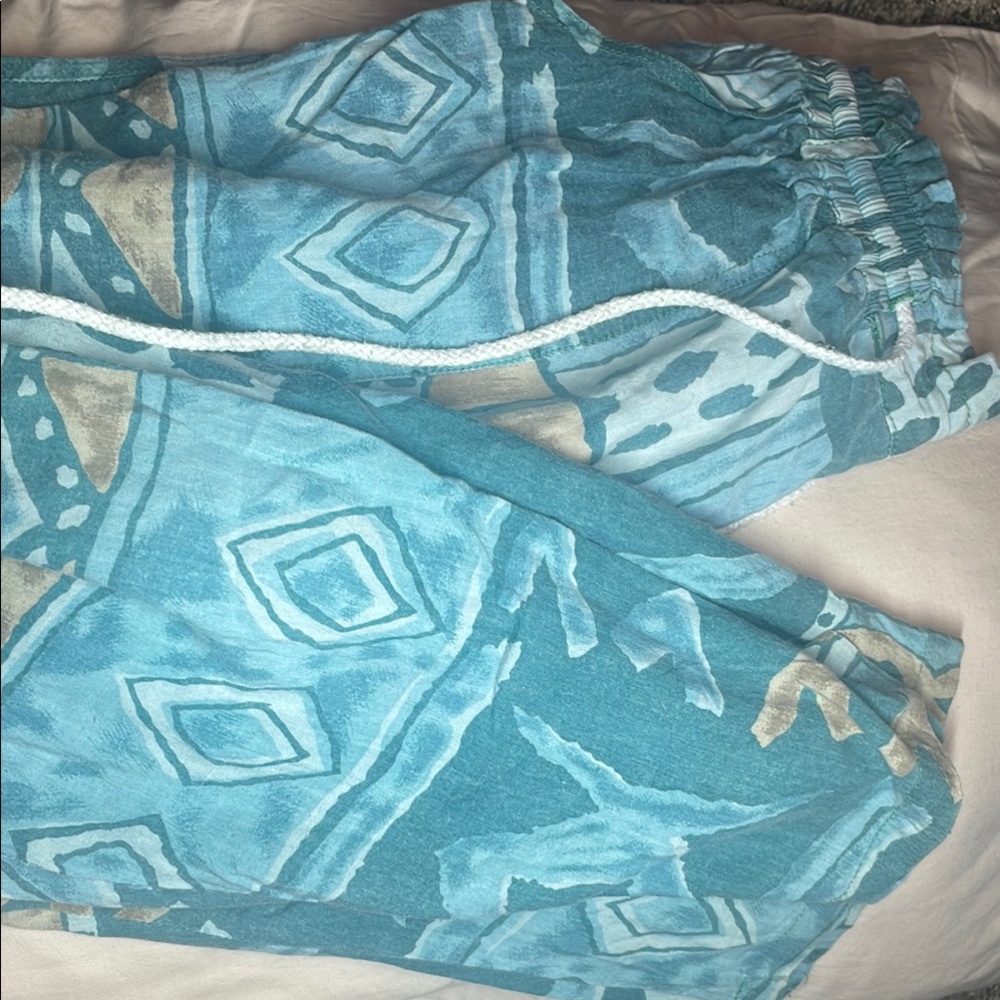 Blue Patterned Jogger Pants